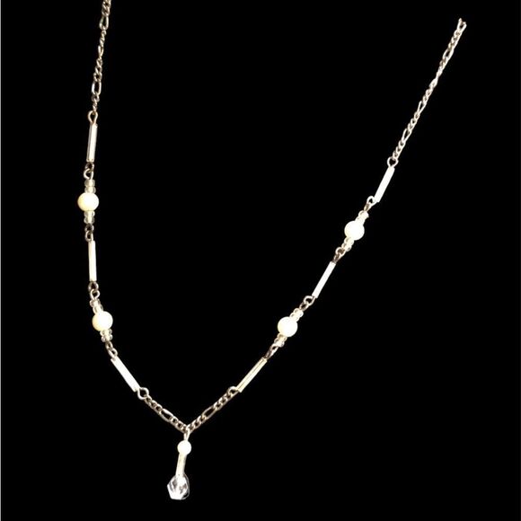 Crystal Beaded Silver Toned Necklace - Picture 1 of 5